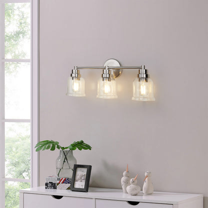 1 with 3 Wall Lights Stainless Steel Base Frame Glass Shade