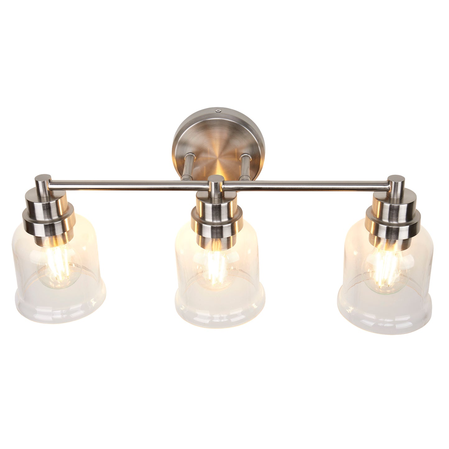 1 with 3 Wall Lights Stainless Steel Base Frame Glass Shade