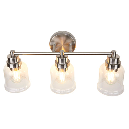 1 with 3 Wall Lights Stainless Steel Base Frame Glass Shade
