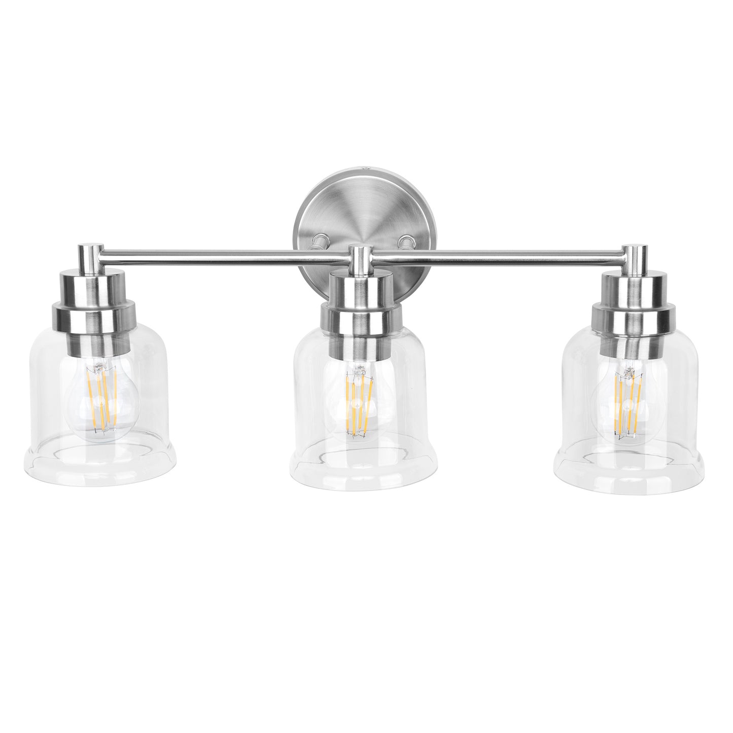 1 with 3 Wall Lights Stainless Steel Base Frame Glass Shade