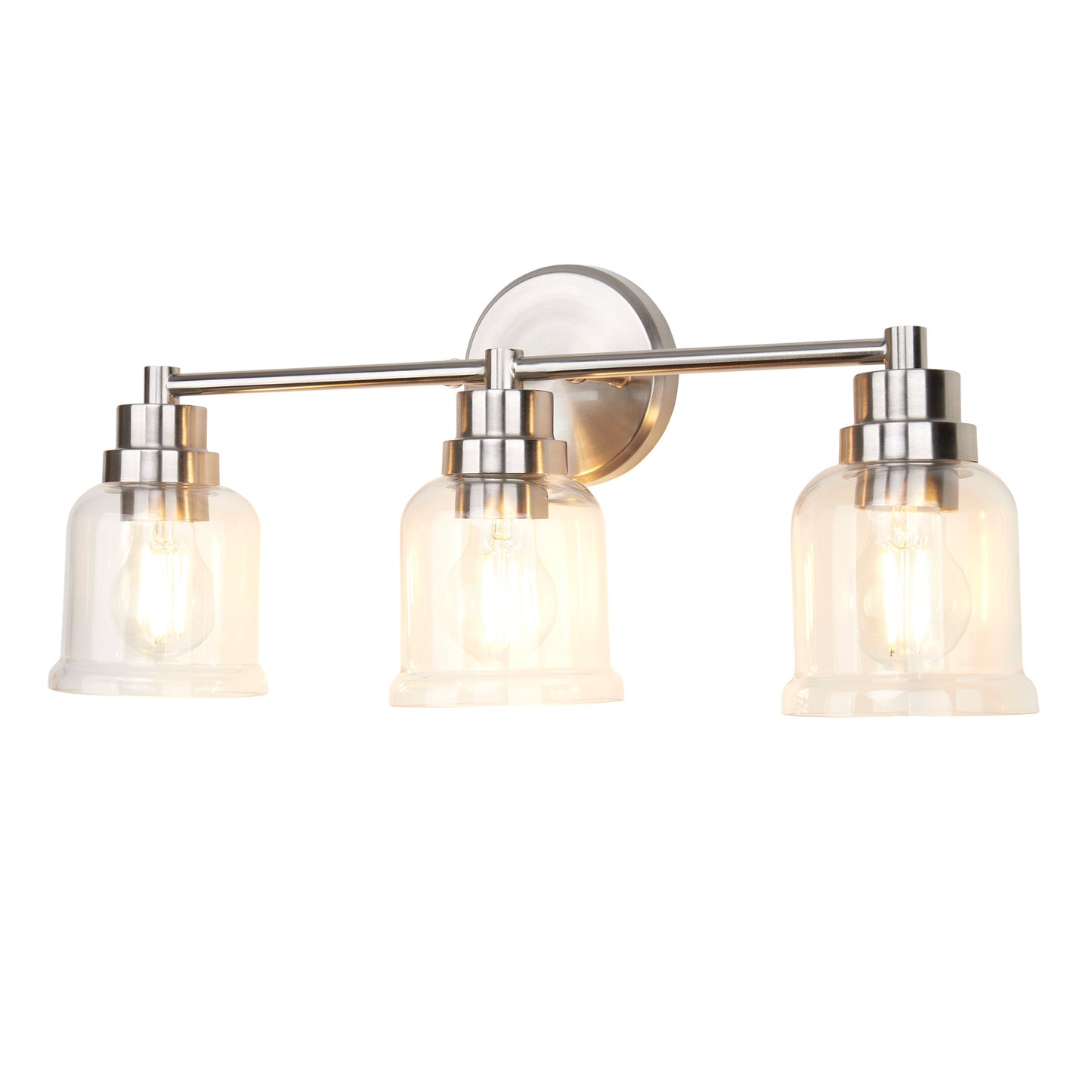 1 with 3 Wall Lights Stainless Steel Base Frame Glass Shade