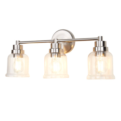 1 with 3 Wall Lights Stainless Steel Base Frame Glass Shade