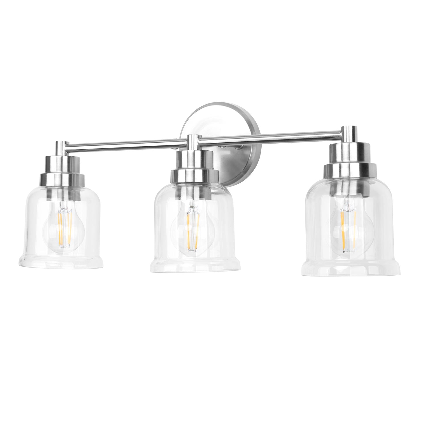 1 with 3 Wall Lights Stainless Steel Base Frame Glass Shade