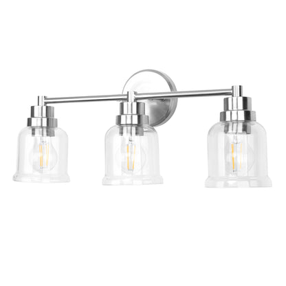 1 with 3 Wall Lights Stainless Steel Base Frame Glass Shade