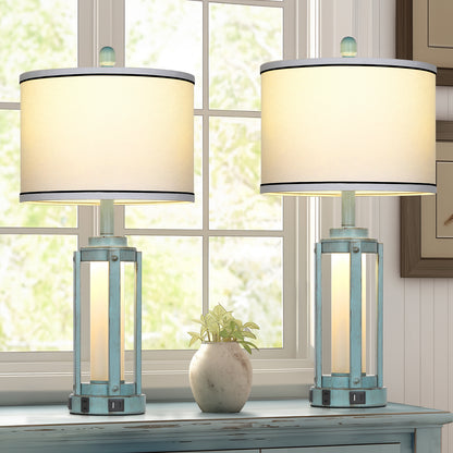 Blue Roman Pillar Mother Night Lamp (Set of 2)