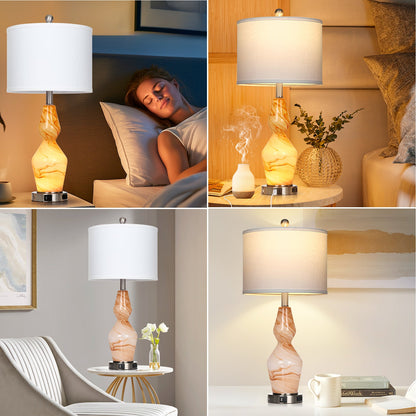 Exquisite Brown Texture 2-in-1 Brown Art Glass Nightlight Table Lamp (Set of 2)
