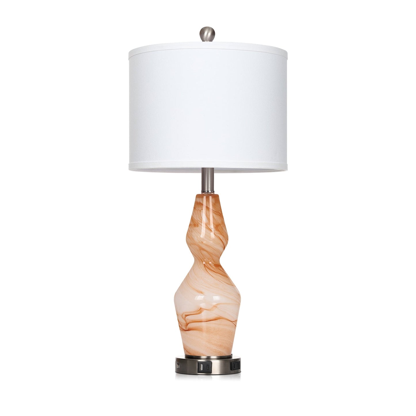 Exquisite Brown Texture 2-in-1 Brown Art Glass Nightlight Table Lamp (Set of 2)