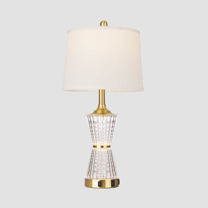 Bedside Table Lamp Gold Acrylic with Night-light, Charging Ports, AC Outlet(Set of 2)