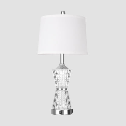 Cinkeda Table Lamp White Acrylic Night light 2in1 USB Ports(Set of 2)