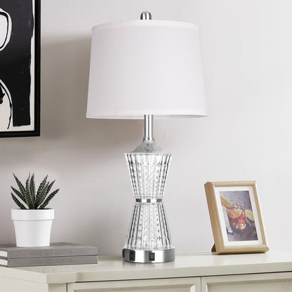 Cinkeda Table Lamp White Acrylic Night light 2in1 USB Ports(Set of 2)
