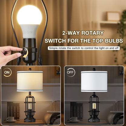 2-in-1 Table Lamps with Nightlight, Featuring a Drum Shade and Touch Dimming (1P)