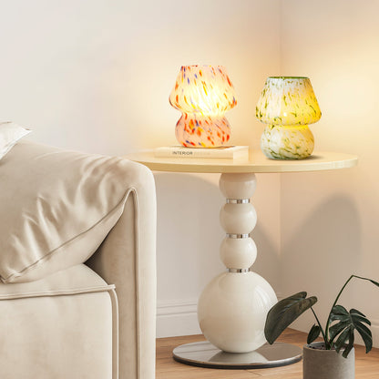 Matte All-glass Table Lamp with In-line Switch and Colorful Dots Texture