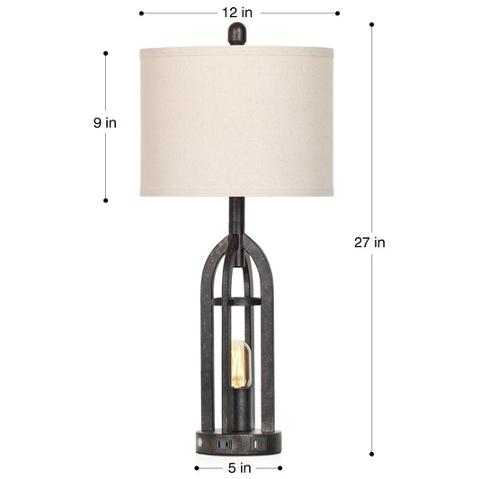 Flax single ring gold scrap metal night lamp(Set of 2)