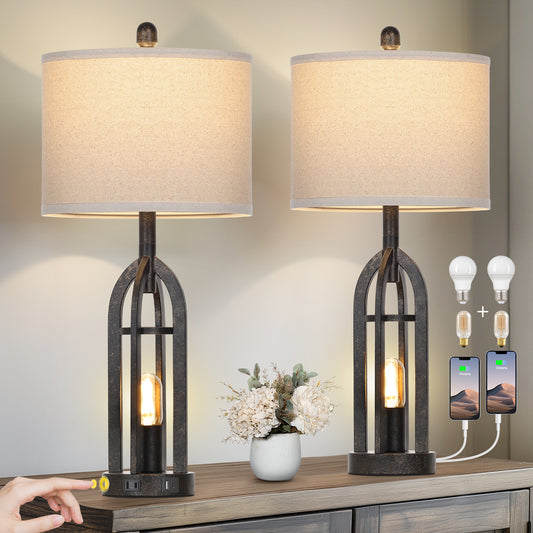 Flax single ring gold scrap metal night lamp(Set of 2)