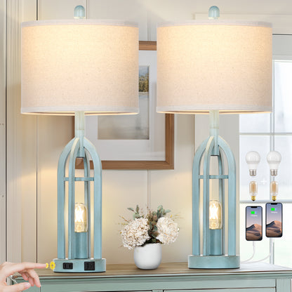 Linen Single Ring Blue Hardware Night Light(Set of 2)