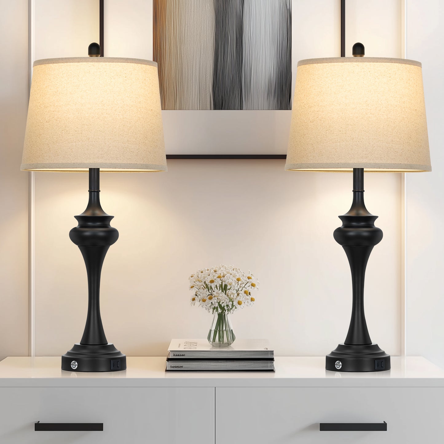 Modern Desk Lamp Set — Warm Lighting · Smart Charging · Elegant Design