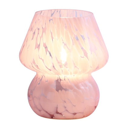 Dot Mushroom Style Pink Ripple Glass Table Lamp with In-line Switch