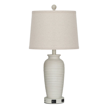 Resin Table Lamps with 3 - Way Touch Dimming, USB Ports and AC Outlet (1P)