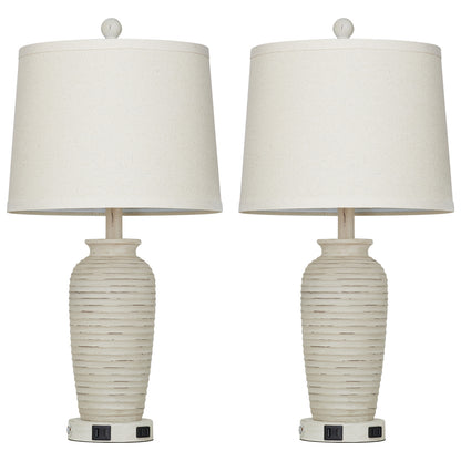Modern Table Lamps with USB & Type-C Ports, 3-Way Touch, 3000K Warm White Light(Set of 2)