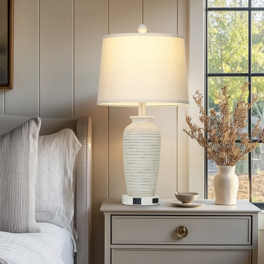 Modern Table Lamps with USB & Type-C Ports, 3-Way Touch, 3000K Warm White Light(Set of 2)