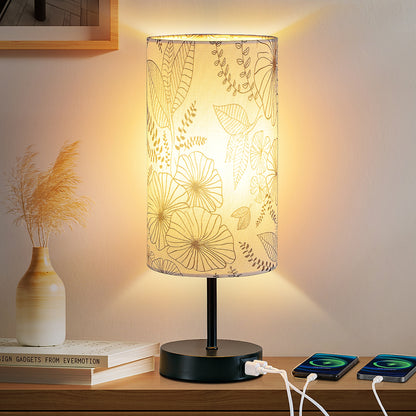 Cinkeda Small Table Lamp with USB Ports 15" Single Bedside Lamp for Living Room Bedroom 3 Way Dimmable Touch Control Nightstand Lamp