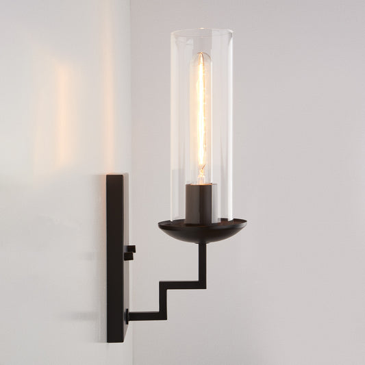 Wall Sconces Black Base Cylinder Glass Shade