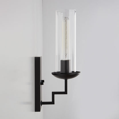 Wall Sconces Black Base Cylinder Glass Shade
