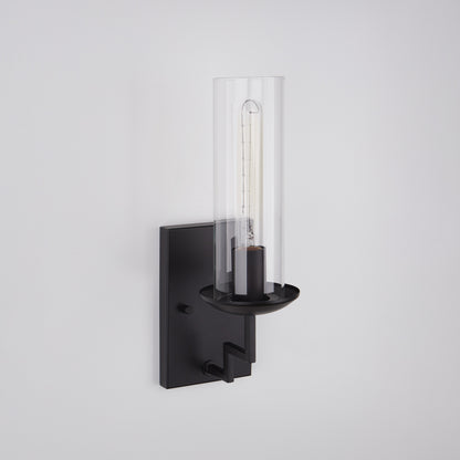 Wall Sconces Black Base Cylinder Glass Shade