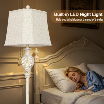 Cinkeda 67" Floor Lamp, Standing Lamp with Night Light & 4-Level Rotary Switch & Dimmable 3-Color Temp for Living Room, LED Bulb Included