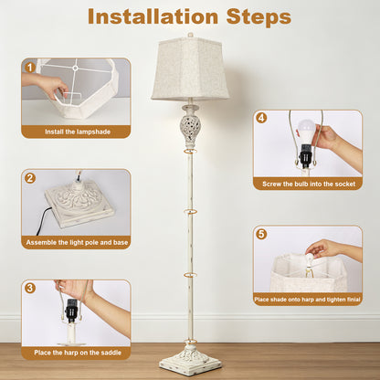 Cinkeda 67" Floor Lamp, Standing Lamp with Night Light & 4-Level Rotary Switch & Dimmable 3-Color Temp for Living Room, LED Bulb Included