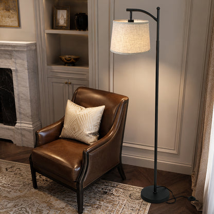 Cinkeda 62.5" Black Arc Floor Lamp, Mid-Century Modern Standing Lamp with Foot Switch, 3-Color Temperature & Remote for Living Room Bedroom, LED Bulb Included