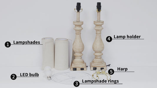 Grey Resin Vintage Table Lamps with Oblique Shade and USB Type - C Charging Ports (Set of 2)