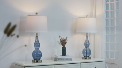 Modern Glass Table Lamps with 3-Way Touch Control, USB-C Port & AC Outlet(Set of 2)