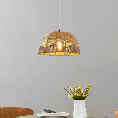 Rattan Pendant Lamp with Adjustable Height & Brightness Dimming Switch