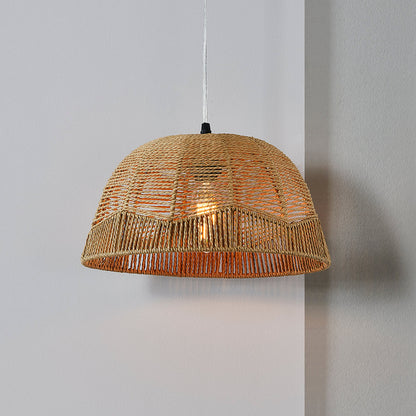 Rattan Pendant Lamp with Adjustable Height & Brightness Dimming Switch