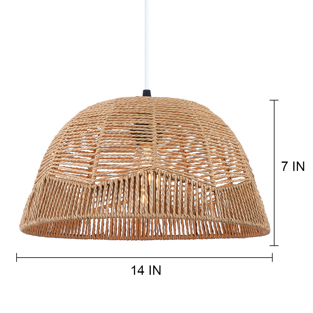 Rattan Pendant Lamp with Adjustable Height & Brightness Dimming Switch