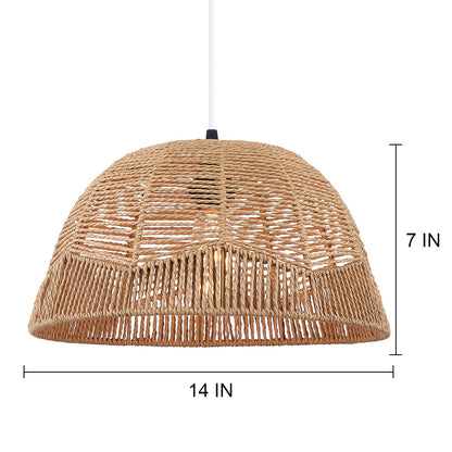 Rattan Pendant Lamp with Adjustable Height & Brightness Dimming Switch