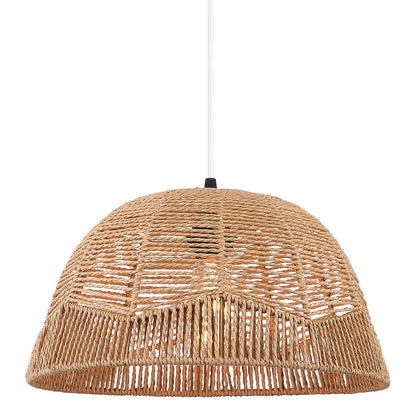 Rattan Pendant Lamp with Adjustable Height & Brightness Dimming Switch