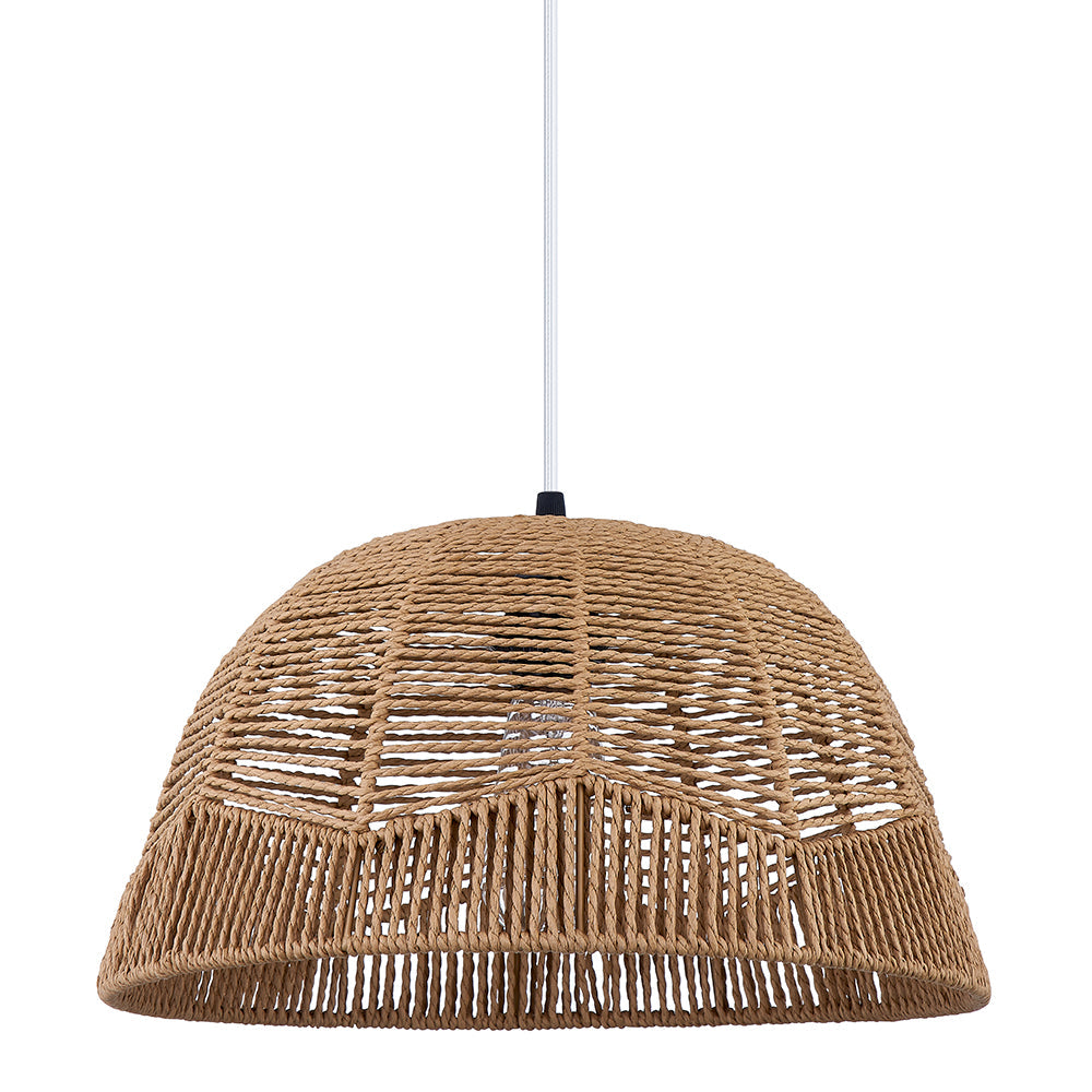 Rattan Pendant Lamp with Adjustable Height & Brightness Dimming Switch