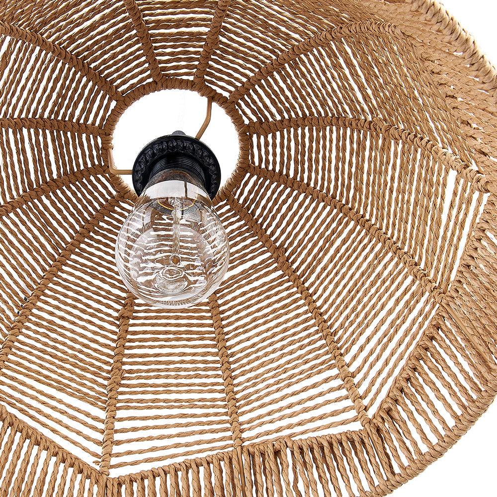 Rattan Pendant Lamp with Adjustable Height & Brightness Dimming Switch