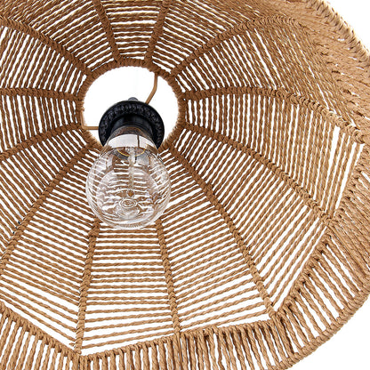 Rattan Pendant Lamp with Adjustable Height & Brightness Dimming Switch