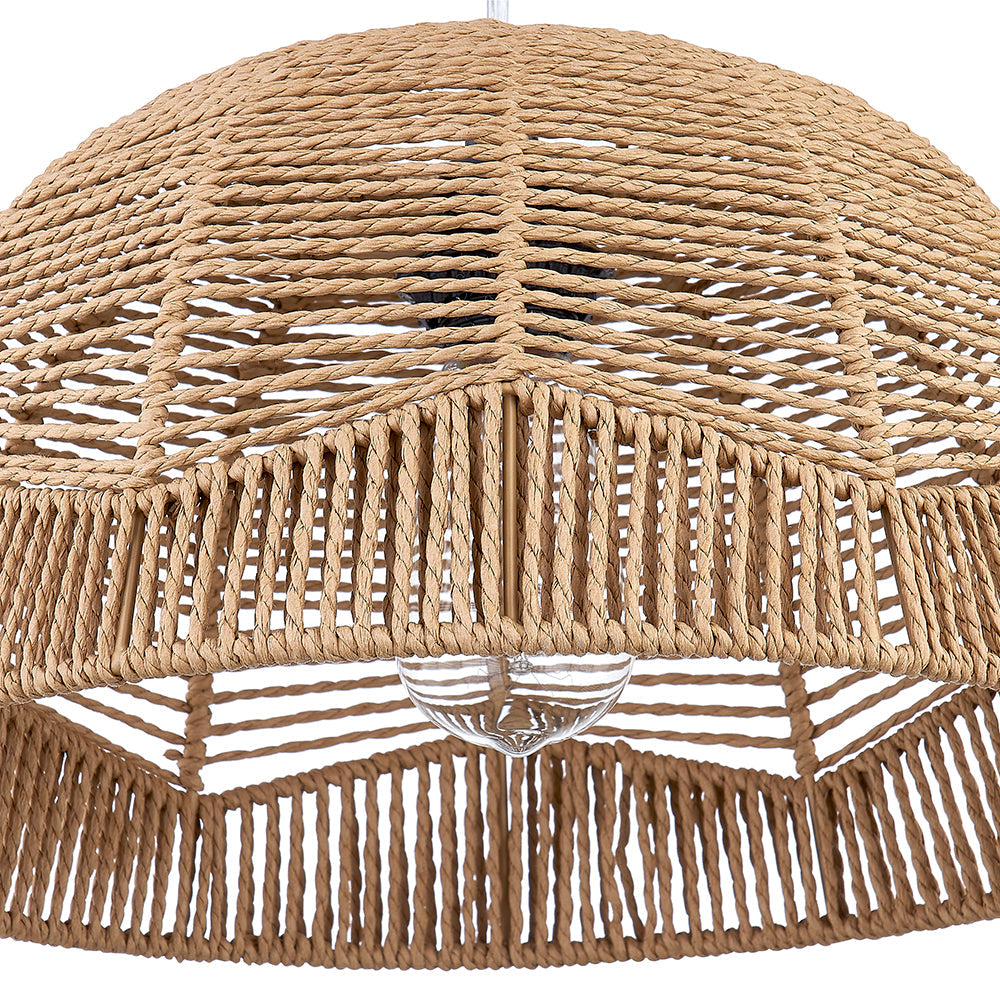 Rattan Pendant Lamp with Adjustable Height & Brightness Dimming Switch