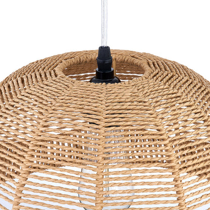 Rattan Pendant Lamp with Adjustable Height & Brightness Dimming Switch