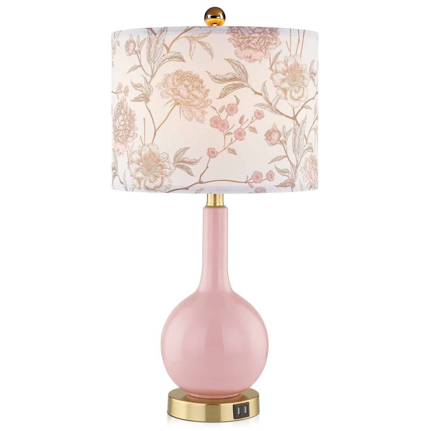 Pink Ceramic Table Lamps with USB Charging & 3-level Dimming & Touch-sensitive Switch