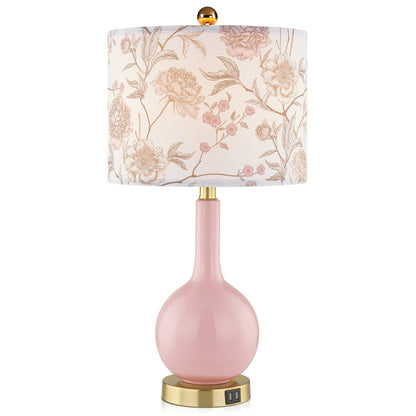 Pink Ceramic Table Lamps with USB Charging & 3-level Dimming & Touch-sensitive Switch