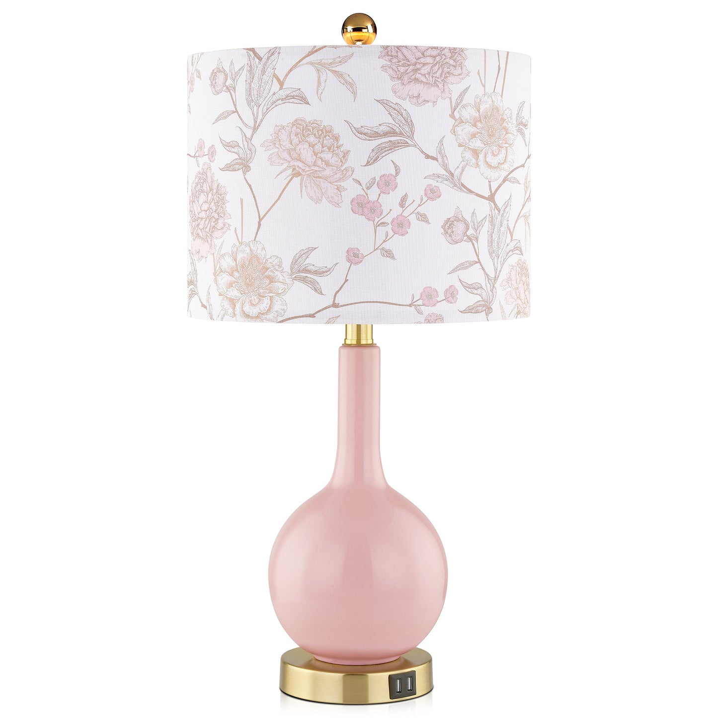 Pink Ceramic Table Lamps with USB Charging & 3-level Dimming & Touch-sensitive Switch