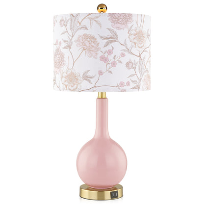 Pink Ceramic Table Lamps with USB Charging & 3-level Dimming & Touch-sensitive Switch