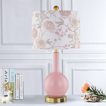 Pink Ceramic Table Lamps with USB Charging & 3-level Dimming & Touch-sensitive Switch
