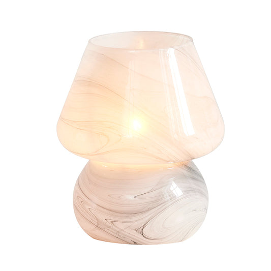 Cinkeda Table Lamp White Glass Mushroom Flowing Water-ink Texture