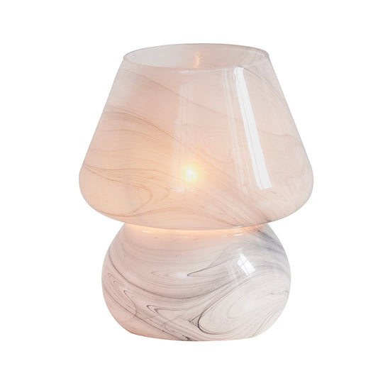 Cinkeda Table Lamp White Glass Mushroom Flowing Water-ink Texture